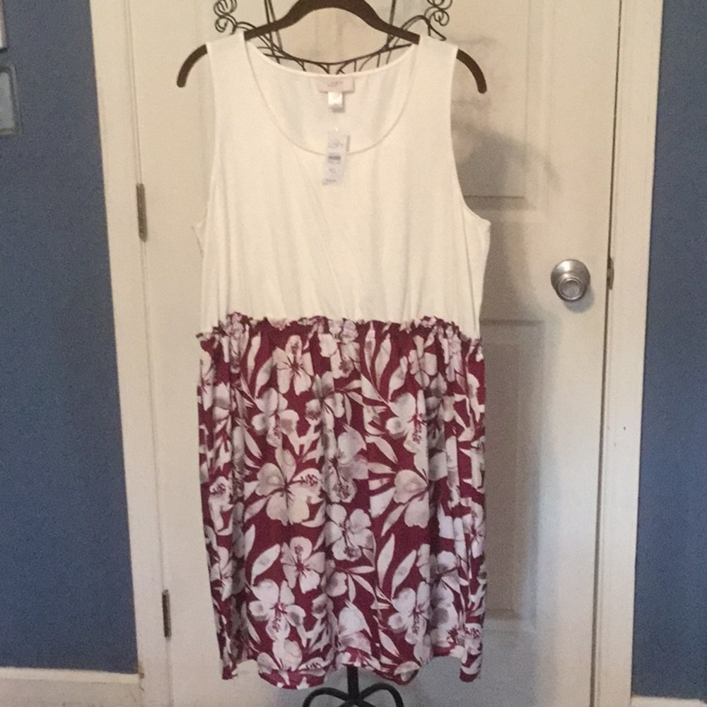 Loft Cotton Top & Polyester Bottom Dress NWT